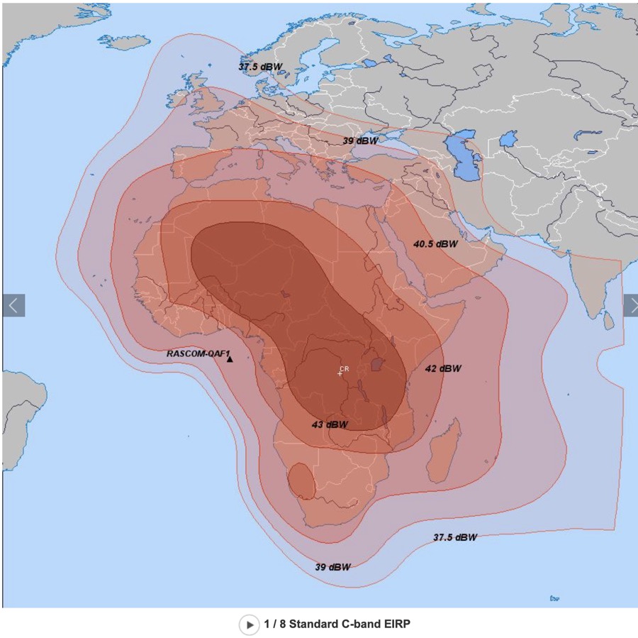 RASCOM satellite coverage map of Africa